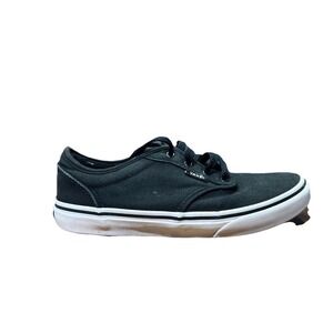 VANS Boys Atwood Canvas Black White Sneakers Shoes Lace‎ Up Youth US 4